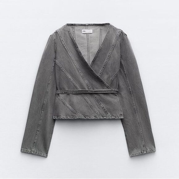 ZARA WRAP FRONT TRF DENIM SHIRT - Picture 2 of 6